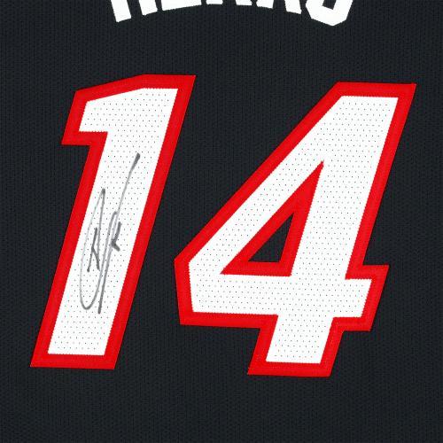 Framed Tyler Herro Miami Heat Autographed Nike Black Icon Authentic Jersey detailed image 4