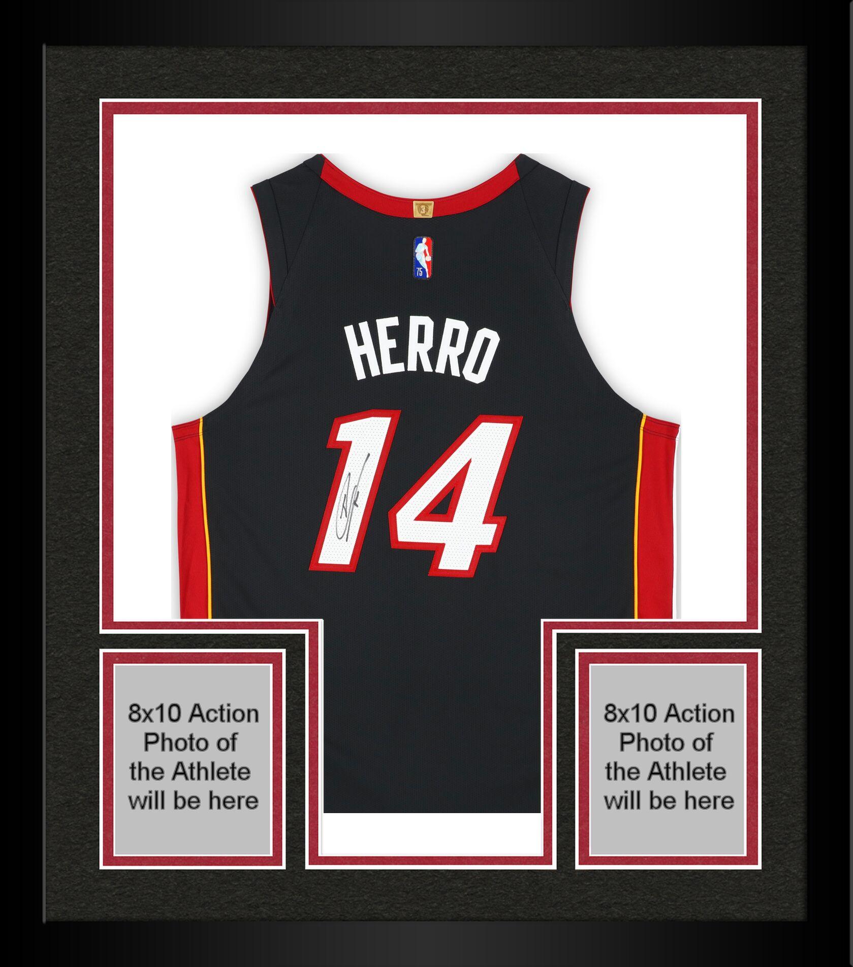 Framed Tyler Herro Miami Heat Autographed Nike Black Icon Authentic Jersey detailed image 1