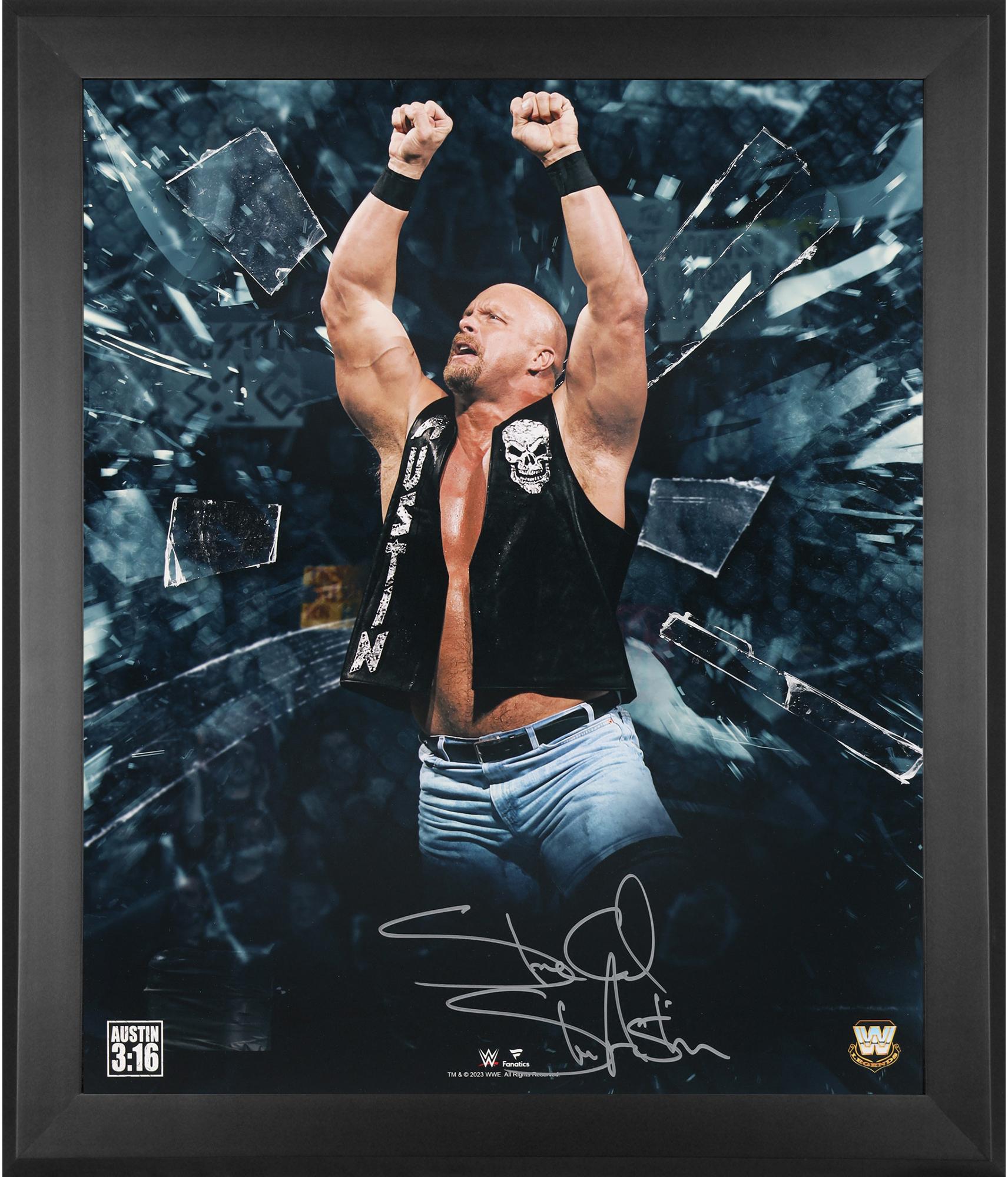 Stone Cold Steve Austin WWE Framed Autographed 20" x 24" In Focus Photograph