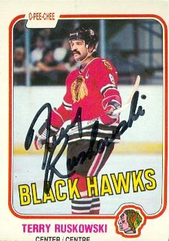 Terry Ruskowski Terry Ruskowski autographed Hockey Card (Chicago Blackhawks) 1981 O-Pee ...